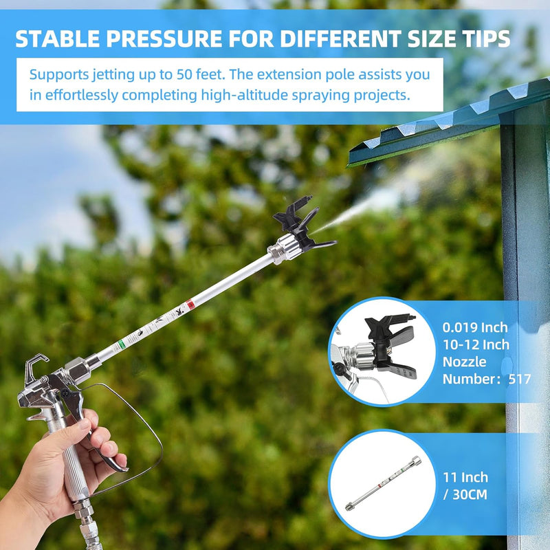 YODOLLA OStand Airless Paint Sprayer, 700W 2900PSI Highly Efficient DIY Painting Projects, Extension Rod and Cleaning Kits for Interior Exterior Garage House Furniture Fence Home, Black