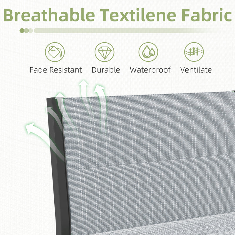 AECOJOY Outdoor Furniture Sets, 7 Pieces Cotton-Filled Textilene Fabric Outdoor Coffee Table and Chairs for Garden, Dark Gray