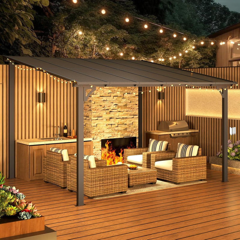 YODOLLA 10' x 12' Hardtop Gazebo Outdoor Aluminum Pergola for Garden, Patio, Backyard-Dark Gray