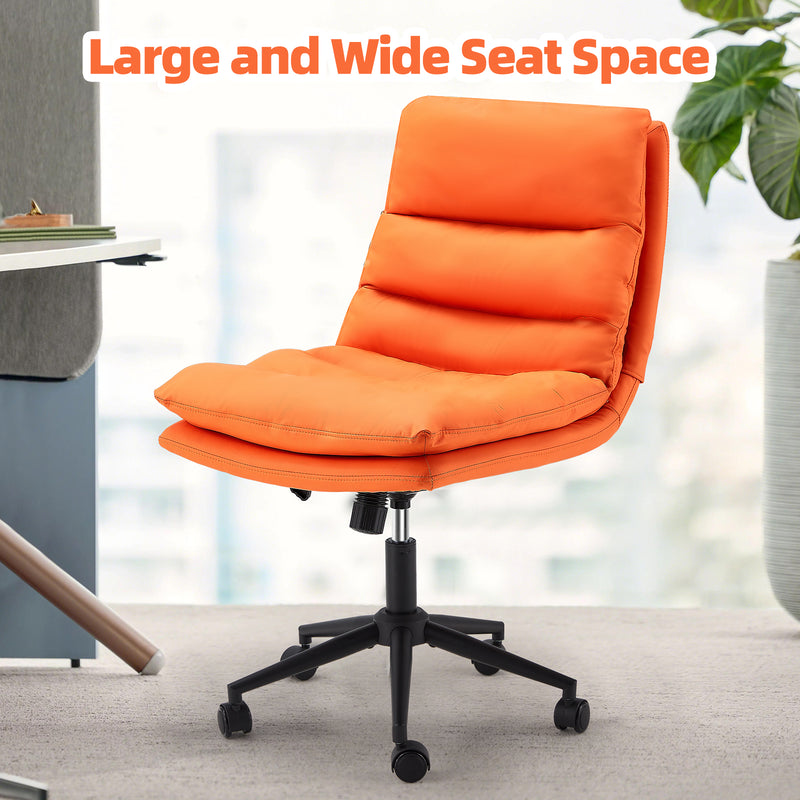 YODOLLA Office Chair on Clearance, Adjustable Height Vanity Chair Armless Desk Chair and PU Leather Swivel Chair for Office, Home