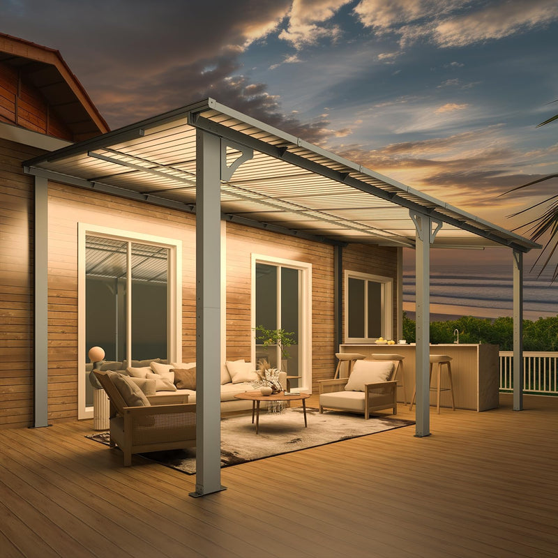 YODOLLA 10' x 16' Hardtop Gazebo Outdoor Aluminum Pergola For Garden, Patio, Backyard-Dark Grey