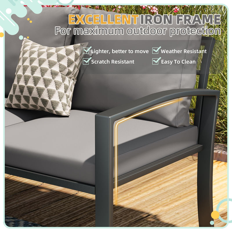 YODOLLA Outdoor Patio Furniture Sets with Two Storage Boxes and Cover Patio Furniture for Garden, Gray