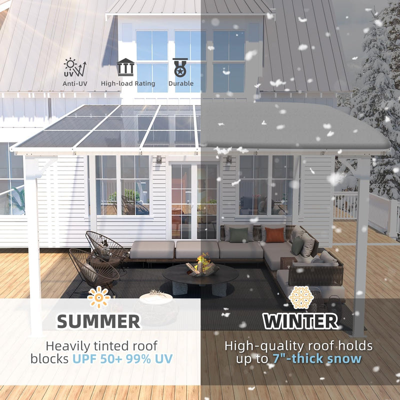 YODOLLA 12' x 12' Hardtop Gazebo Outdoor Aluminum Pergola For Garden, Patio, Backyard-White