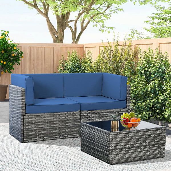 3 Piece Outdoor Patio Furniture Set,Dark Blue