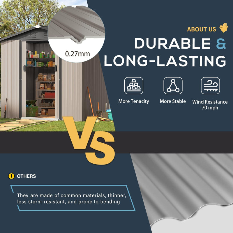 YODOLLA 6 x 4 ft. Outdoor Metal Storage Shed with Sliding Door