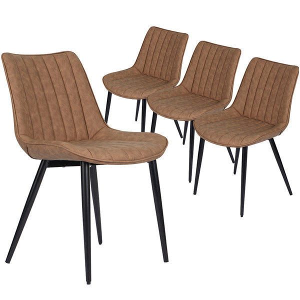 AVAWING Dining Chairs Set of 2, Mid Century Modern Dining Chairs with Metal Legs, Canglong Leather Upholstered Chair, Leisure Chair Dinning Chair, Brown