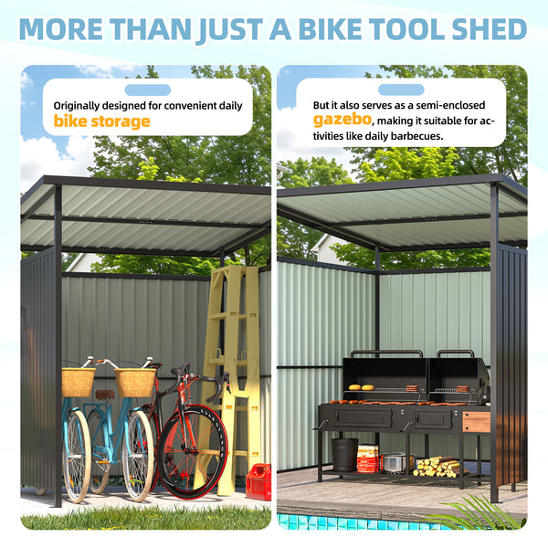 YODOLLA 6' x 6' Outdoor Storage Shed,Small Lean to Hardtop Bike Tool Shed for Patio