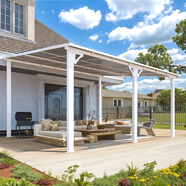 AECOJOY 12' x 14' Hardtop Gazebo Outdoor Aluminum Pergola For Garden, Patio, Backyard-White