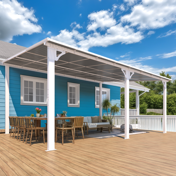AECOJOY 12' x 16' Hardtop Gazebo Outdoor Aluminum Pergola For Garden, Patio, Backyard-White