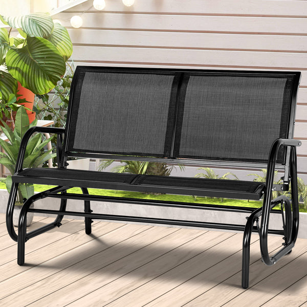 AECOJOY Steel Outdoor Glider Bench - Black