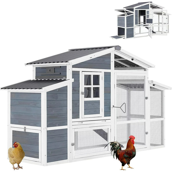 81” Large Chicken Coop Outdoor Wooden Hen House