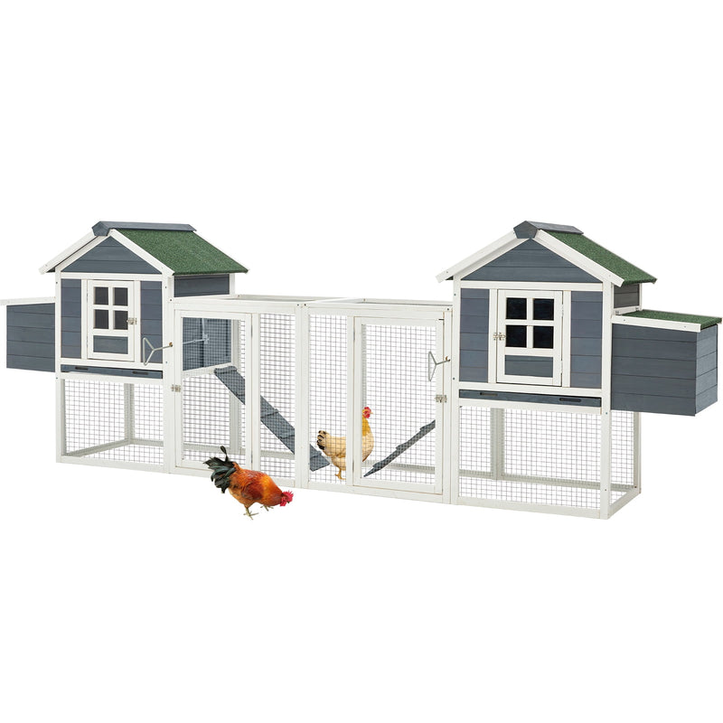 YODOLLA 123" Large Wooden Chicken Coop Clearance with Nesting Boxes for 6-8 Chickens in Gray