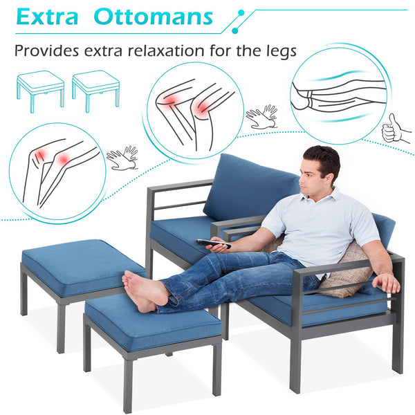 AECOJOY Patio Furniture Sets on sale, Aluminum Outdoor Furniture Set with Fire Pit Outdoor Sectional Sofa- Gray