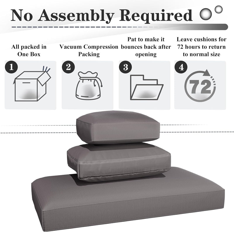 YODOLLA Outdoor Cushions, 4 inch Patio Cushions for Outdoor Furniture, Replacement Cushions Fits 7-Seats Sectional Rattan Conversation Set, Splashproof, Memory Foam Cushions and Covers (Dark Grey)