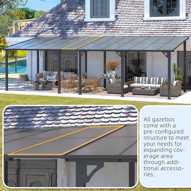 YODOLLA 8' x 8' Hardtop Gazebo Outdoor Aluminum Pergola For Garden, Patio, Backyard-Dark Gray