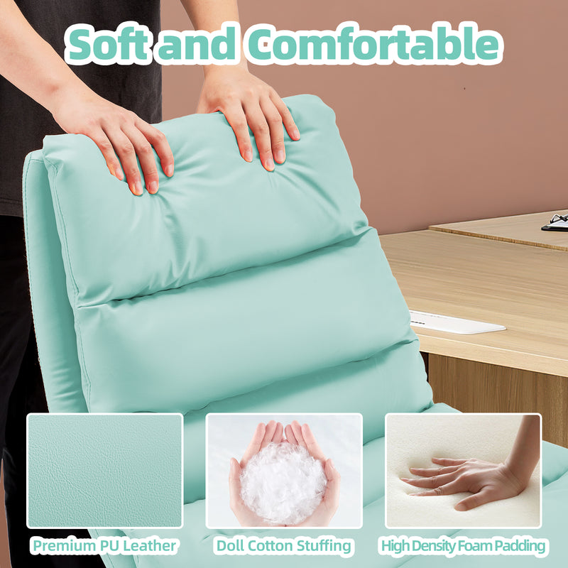 YODOLLA Office Chair on Clearance, Adjustable Height Vanity Chair Armless Desk Chair and PU Leather Swivel Chair for Office, Home