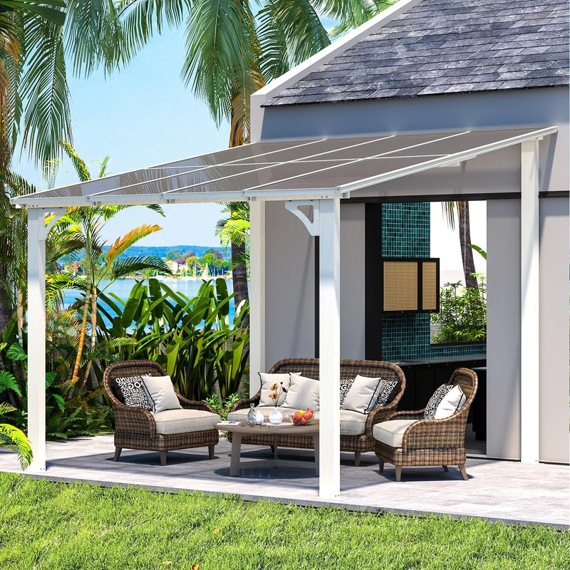YODOLLA 8' x 8' Hardtop Gazebo Outdoor Aluminum Pergola For Garden, Patio, Backyard-White