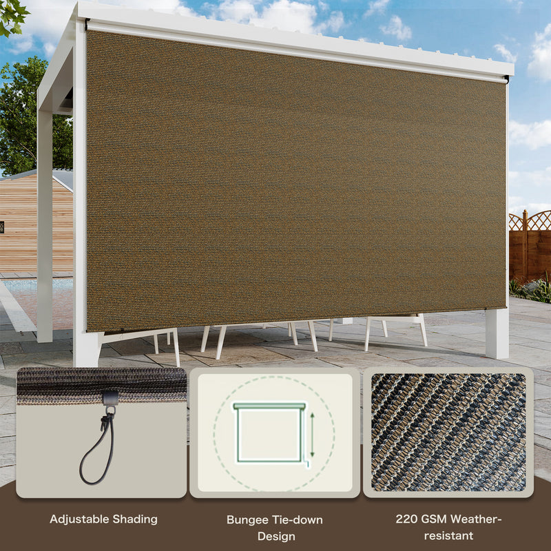 YODOLLA Outdoor Roller Shade, 8"(W) x8(H) Sun Shade Cover Canopy with 99% UV Protection, 220GSM HDPE Exterior Cordless Roll Up Shade Blinds Privacy Screen for Patio, Pergola, Gazebo, Mocha