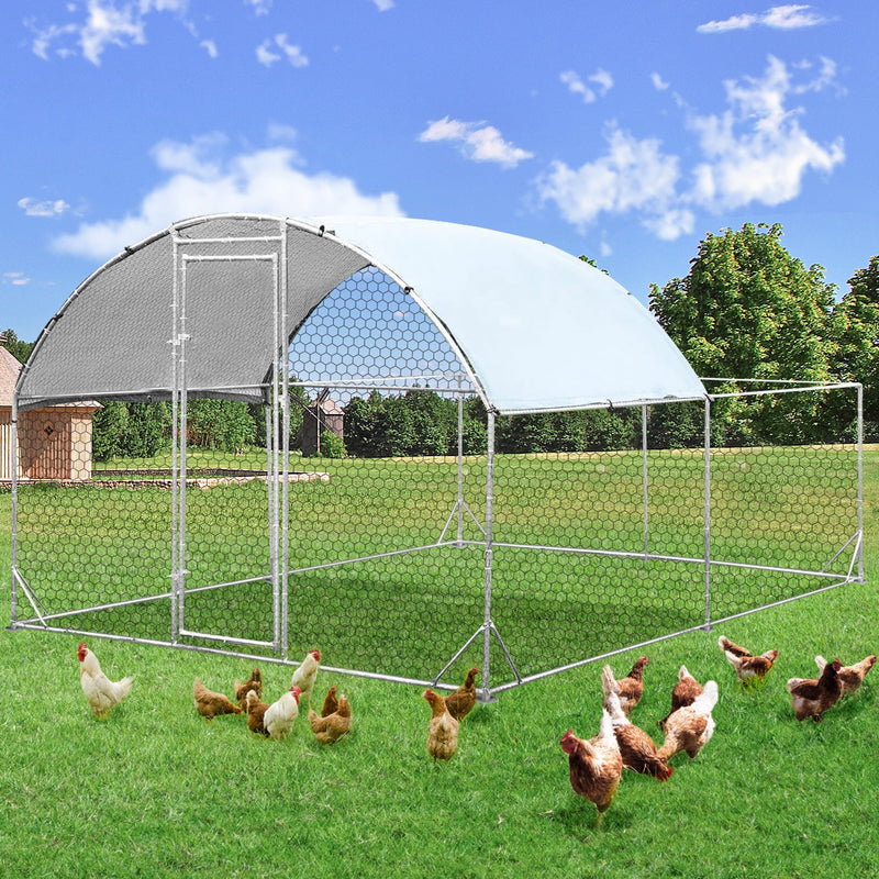 130 Sq.Ft.Chicken Coop Run Effective Protection from Predators,Silver