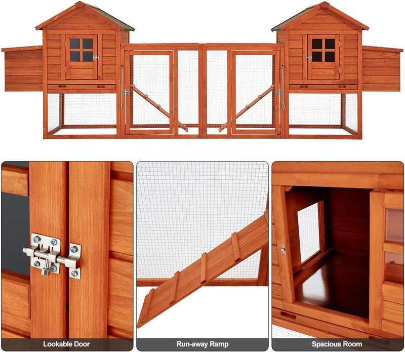 YODOLLA 123” Large Wooden Chicken Coop For 6 8 chickens Chicken Coop Clearance with Nesting Boxes