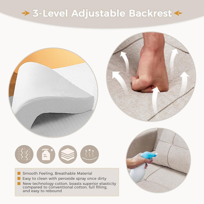 AECOJOY Sleeper Chair Bed 3 in 1 Sofa Bed for Adults Fold Out Sofa Convertible Reading Chair,Cream Beige