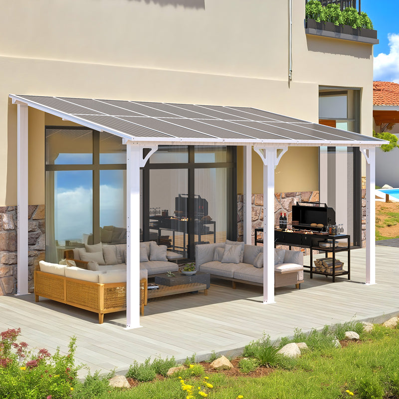 AECOJOY 8' x 14' Hardtop Gazebo Outdoor Aluminum Pergola For Garden, Patio, Backyard-White