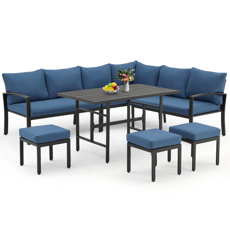7 Pieces Metal Patio Furniture Sets on sale Patio,Blue