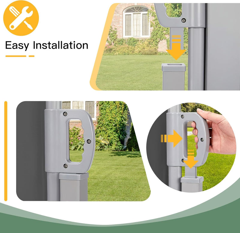 YODOLLA 138"x 63" Outdoor Retractable Side Awning, Folding Privacy Screen Waterproof Patio Awning, 180g Premium Polyester Fabric Room Divider for Patio, Garden and Terrace, Grey