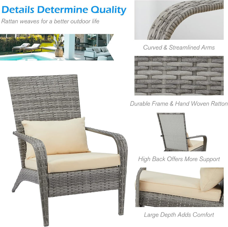 YODOLLA Patio Chairs High Back Wicker Outdoor Dining Chairs with Cushion and Pillow in Gray