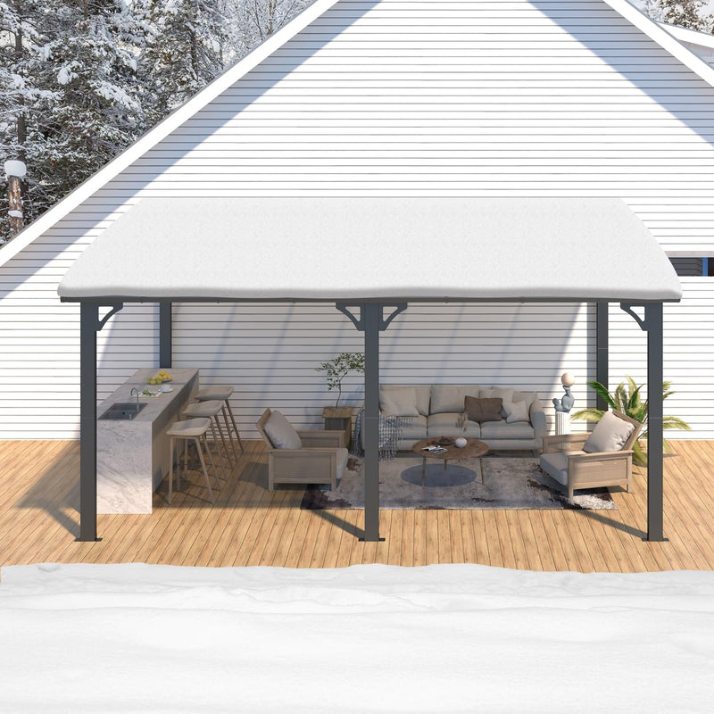 YODOLLA 10' x 16' Hardtop Gazebo Outdoor Aluminum Pergola For Garden, Patio, Backyard-Dark Grey