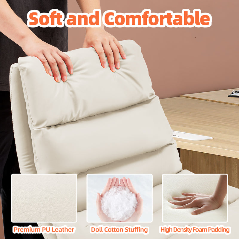 YODOLLA Office Chair on Clearance, Adjustable Height Vanity Chair Armless Desk Chair and PU Leather Swivel Chair for Office, Home