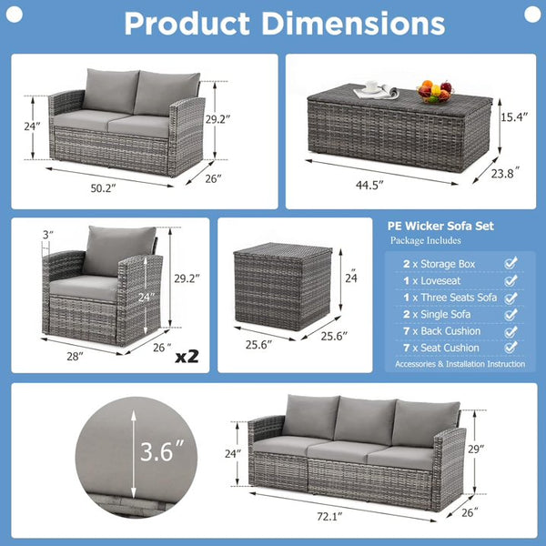 7 Pieces Patio Furniture Set
