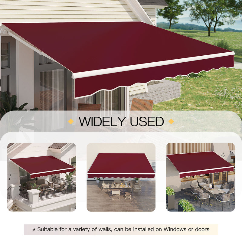 AECOJOY 13' x 10' Manual Retractable Patio Awning,Outdoor Awning Retractable Sunshade Shelter in Wine Red