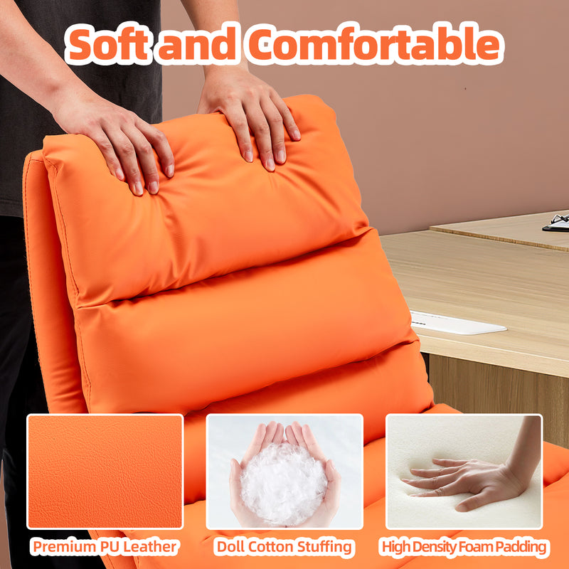 YODOLLA Office Chair on Clearance, Adjustable Height Vanity Chair Armless Desk Chair and PU Leather Swivel Chair for Office, Home