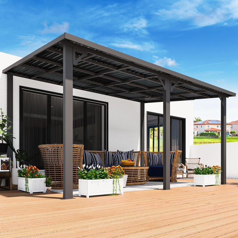YODOLLA 10' x 14' Hardtop Gazebo, Heavy Duty Outdoor Gazebo with Galvanized Steel Sloping Roof, All Weatherproof Metal Gazebo Featuring Vertical Stripes for Patio, Backyard, and Lawns