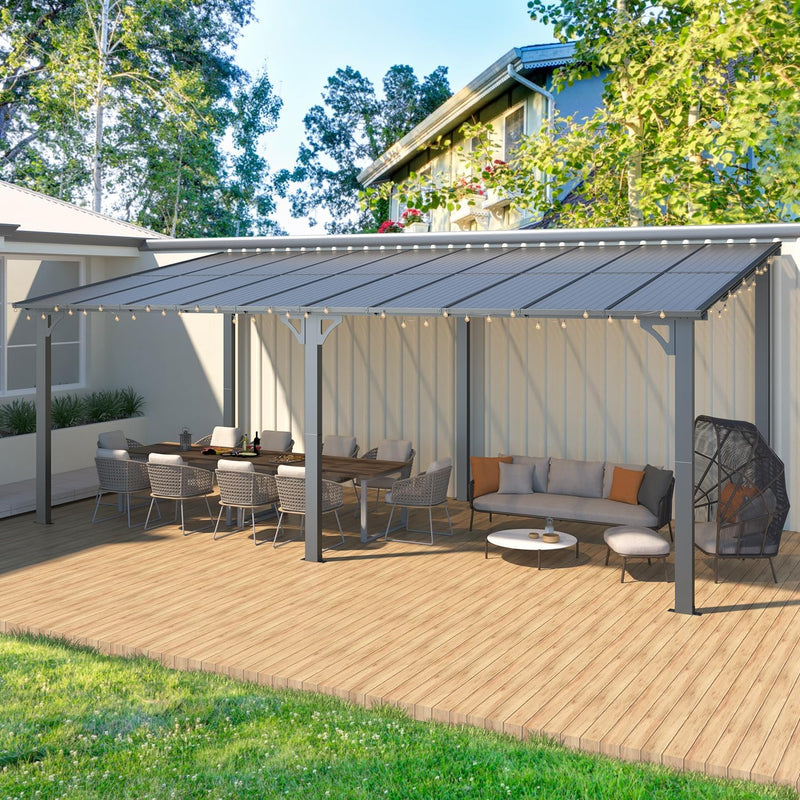YODOLLA 10' x 20' Hardtop Gazebo Outdoor Aluminum Pergola For Garden, Patio, Backyard-Dark Grey