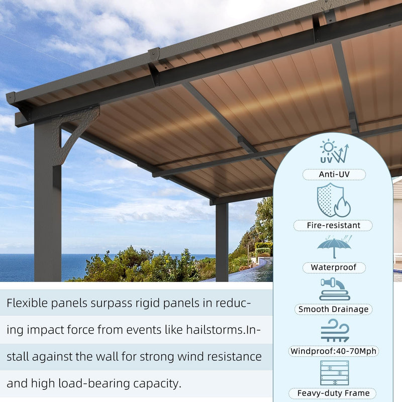 YODOLLA 8' x 20' Hardtop Gazebo Outdoor Aluminum Pergola For Garden, Patio, Backyard-Dark Grey