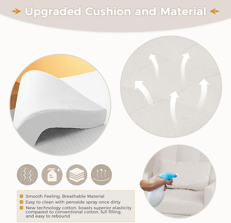 AECOJOY Sleeper Chair Bed 3 in 1 Sofa Bed for Adults Fold Out Sofa Convertible Reading Chair in Teddy Wihte