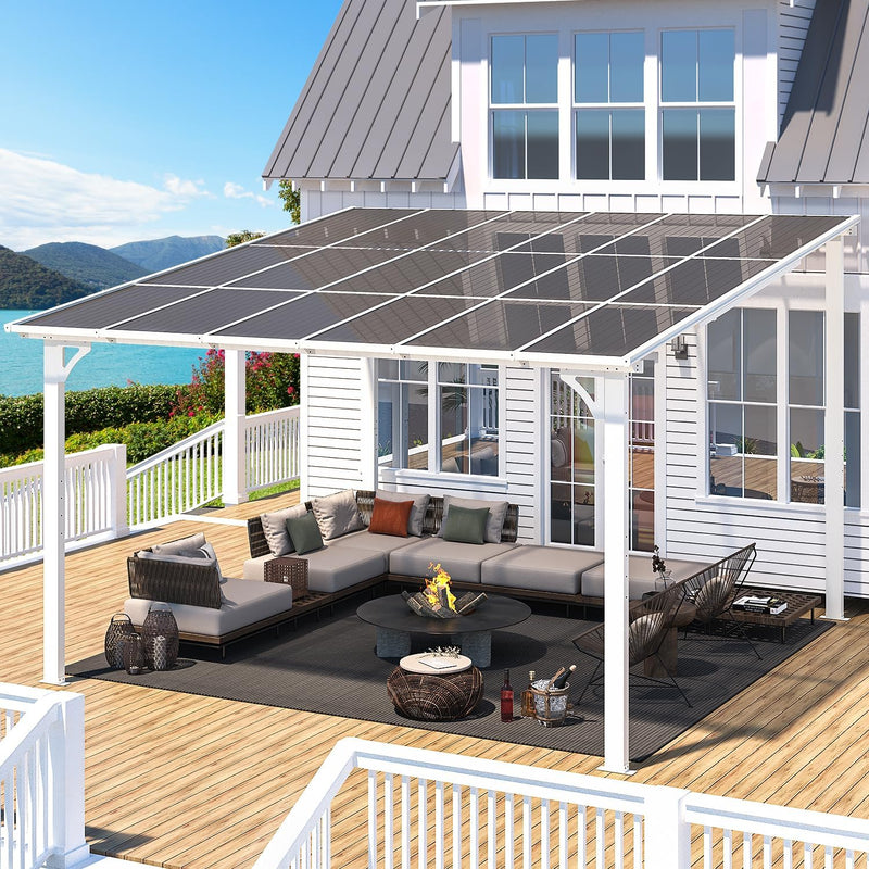 YODOLLA 12' x 12' Hardtop Gazebo Outdoor Aluminum Pergola For Garden, Patio, Backyard-White