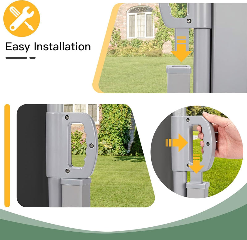 YODOLLA 236" x 63" Black Polyester Double Retractable Outdoor Privacy Screen