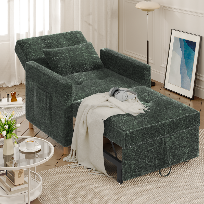 YODOLLA 3-in-1 Sleeper Sofa Bed Chair,Pull Out Couch for Living Room,Lounge Chair Indoor in Green