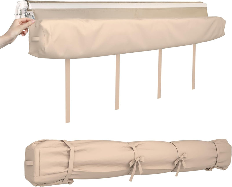 AECOJOY Protective Awning Cover, All-Weather Retractable Cover Storage Bag for 13' Wide Awnings for Patio, Waterproof Polyester Fabric in Beige