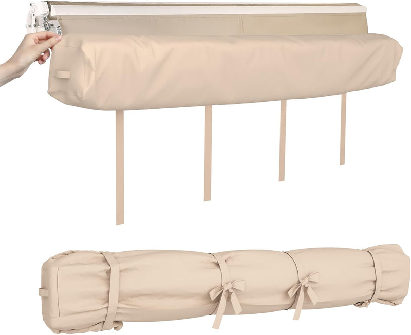 YODOLLA Protective Awning Cover, All-Weather Retractable Cover Storage Bag for 10' Wide Awnings for Patio, Waterproof Polyester Fabric in Beige