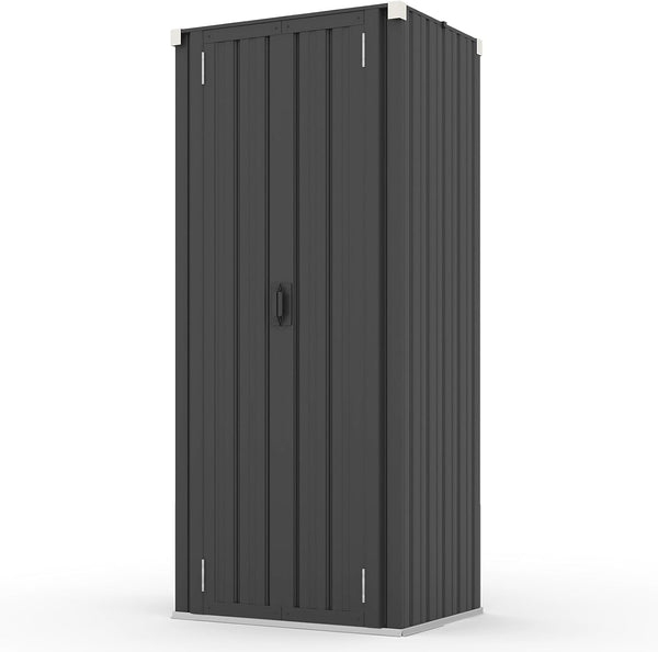 AECOJOY Outdoor Storage Cabinet for Garden, Garage & Patio, a Metal Organizer with Doors and Shelves in Gray