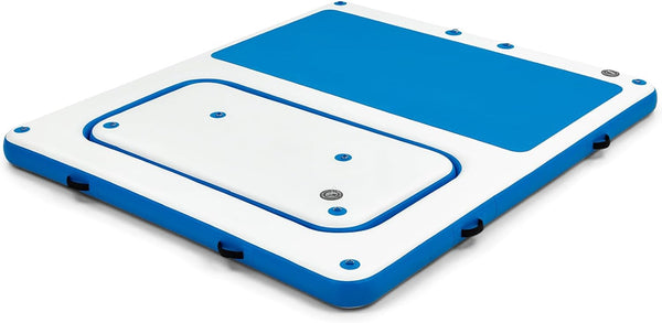 Danrelax 10'x8' Floating Dock, Inflatable Dock, Inflatable Island Platform with 3mm EVA Mat, High-Performance Mesh, Electric Pump for 1-Min Inflate/Deflate, Fits 10, Ideal for Lakes, Pools, Oceans