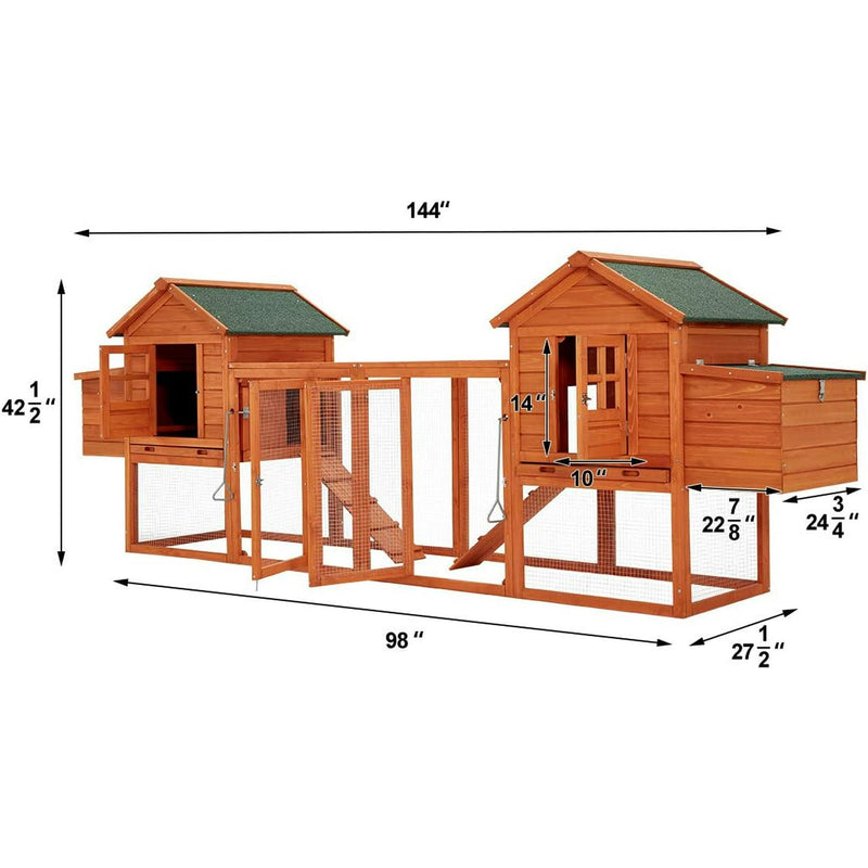 YODOLLA 123" Large Wooden Chicken Coop Clearance with Nesting Boxes for 6-8 Chickens