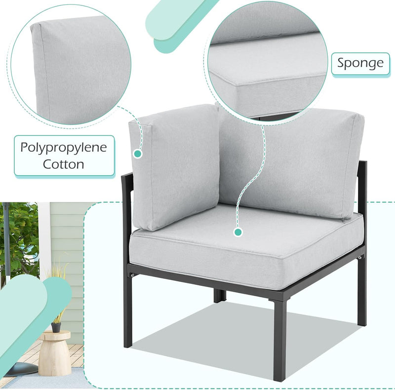 AECOJOY Aluminum Patio Furniture Sets with Waterproof Cloth Cover Outdoor Conversation Sets on Sale for Backyard,Grey