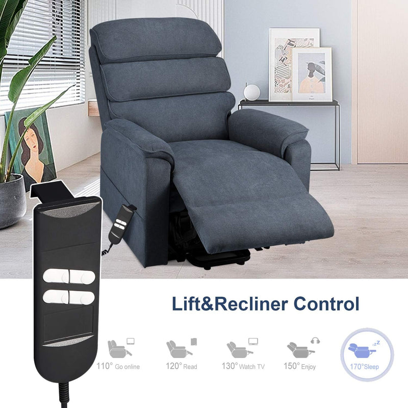 AECOJOY Power Lift Recliner Chair Electric Lounge Chair Lift Assist Single Sofa in Blue