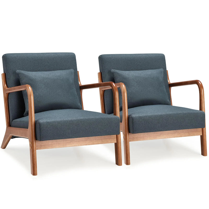 YODOLLA Modern Accent Chairs for Living Room Set of 2, Mid Century Modern Living Room Bedroom Reading Comfy Lounge Chairs, Small Side Armchair for Bedrooms in Blue