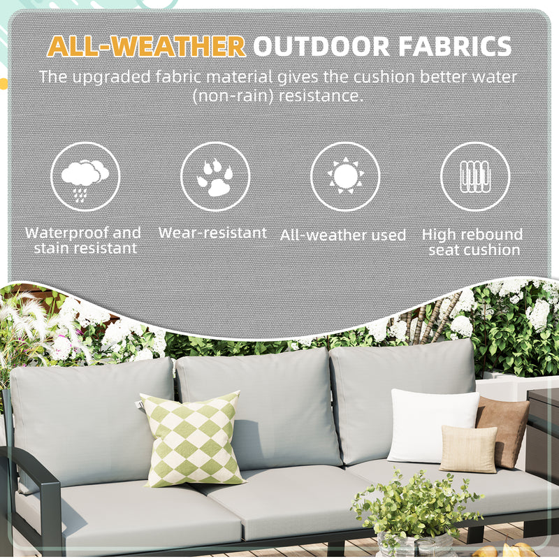 AECOJOY Metal Patio Furniture Set with Cover Outdoor Furniture sets With Storage Boxes on Sale with Light Grey Cushion for Balcony Porch, Lawn and More